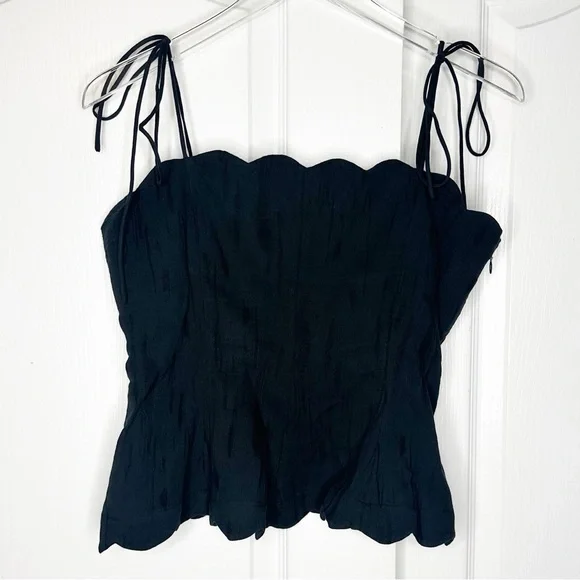 Hofmann Copenhagen Yara Linen Scalloped Blouse Black NWT Size 40 Medium - Picture 5 of 15